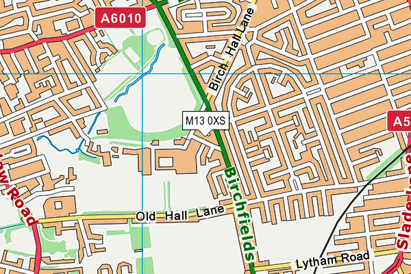 M13 0XS map - OS VectorMap District (Ordnance Survey)