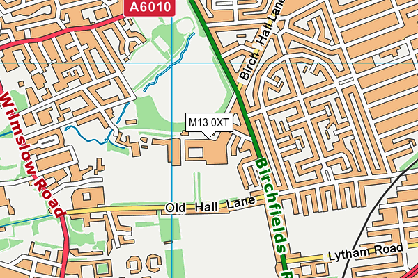 M13 0XT map - OS VectorMap District (Ordnance Survey)