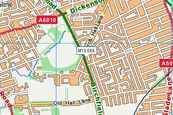 M13 0XX map - OS VectorMap District (Ordnance Survey)