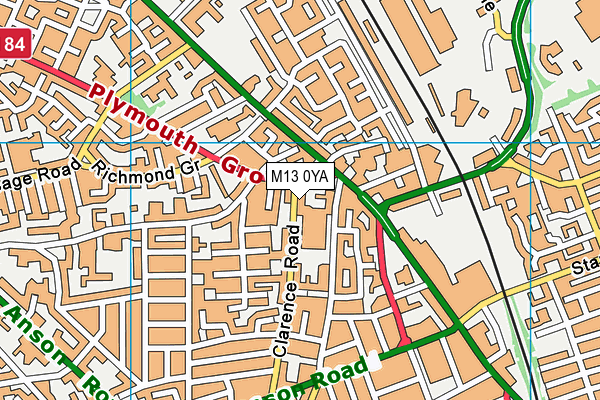 M13 0YA map - OS VectorMap District (Ordnance Survey)