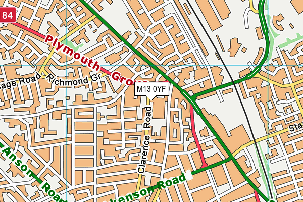 M13 0YF map - OS VectorMap District (Ordnance Survey)