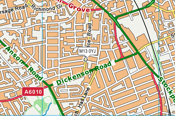 M13 0YJ map - OS VectorMap District (Ordnance Survey)