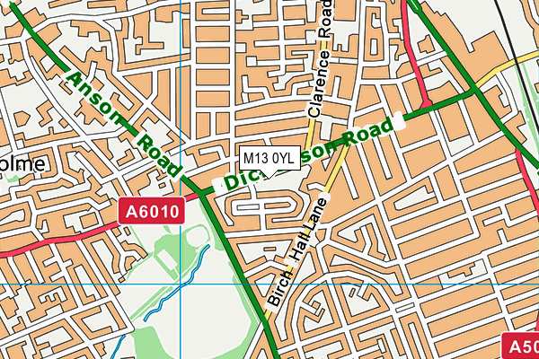 M13 0YL map - OS VectorMap District (Ordnance Survey)