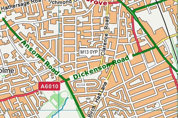 M13 0YP map - OS VectorMap District (Ordnance Survey)