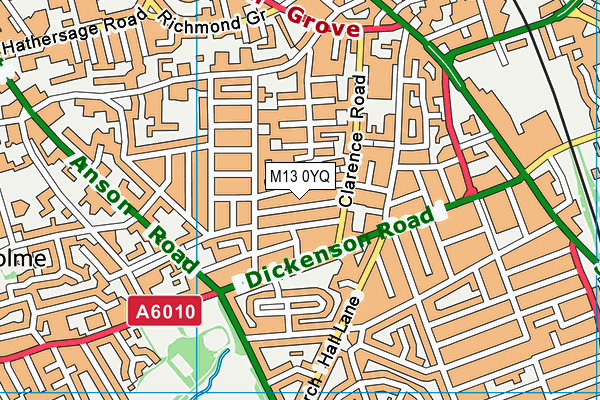 M13 0YQ map - OS VectorMap District (Ordnance Survey)