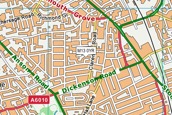 M13 0YR map - OS VectorMap District (Ordnance Survey)