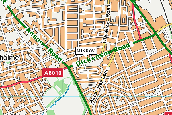 M13 0YW map - OS VectorMap District (Ordnance Survey)