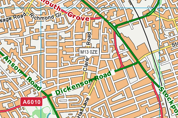 M13 0ZE map - OS VectorMap District (Ordnance Survey)