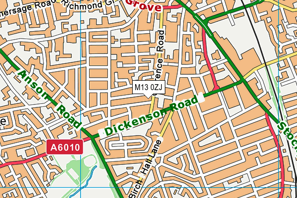 M13 0ZJ map - OS VectorMap District (Ordnance Survey)