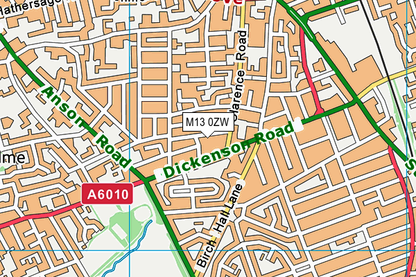 M13 0ZW map - OS VectorMap District (Ordnance Survey)