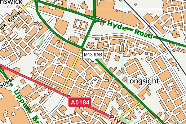 M13 9AB map - OS VectorMap District (Ordnance Survey)