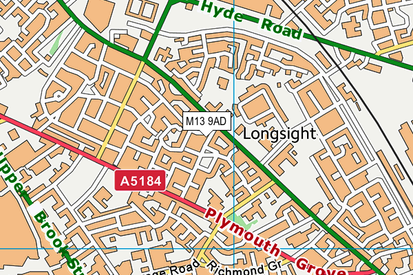 M13 9AD map - OS VectorMap District (Ordnance Survey)