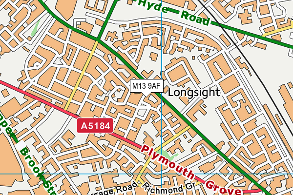 M13 9AF map - OS VectorMap District (Ordnance Survey)