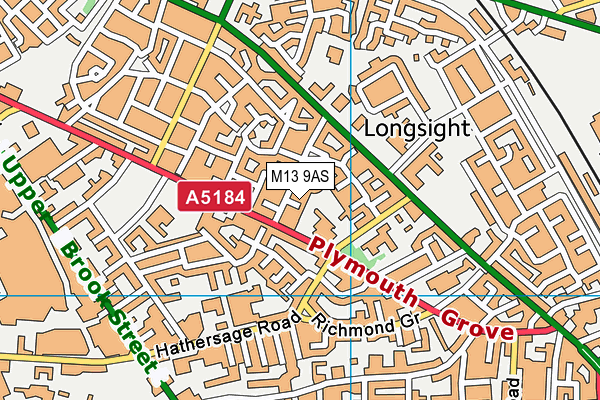 M13 9AS map - OS VectorMap District (Ordnance Survey)