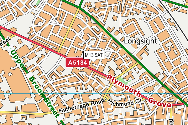 M13 9AT map - OS VectorMap District (Ordnance Survey)