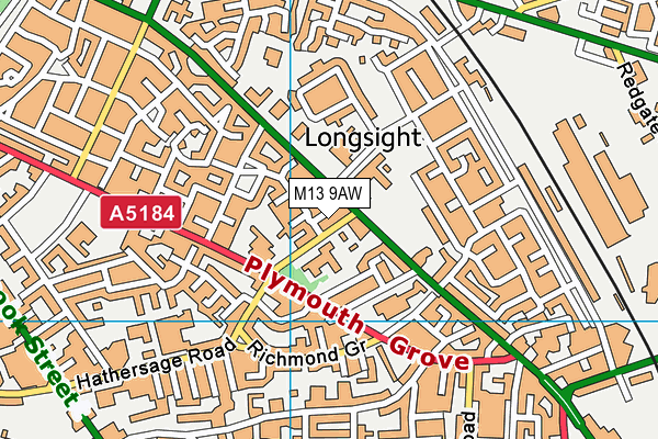 M13 9AW map - OS VectorMap District (Ordnance Survey)