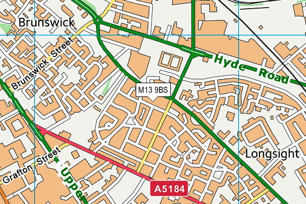 M13 9BS map - OS VectorMap District (Ordnance Survey)