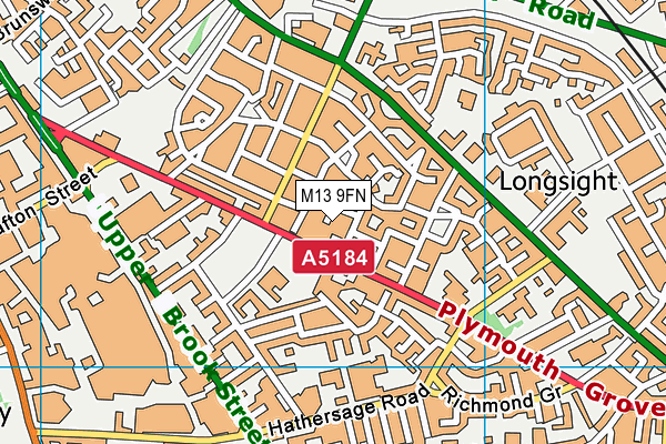 M13 9FN map - OS VectorMap District (Ordnance Survey)