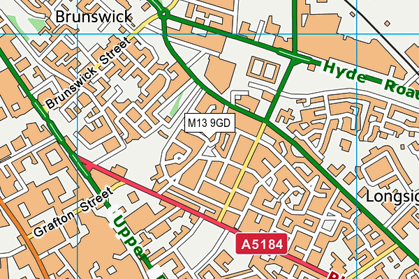 M13 9GD map - OS VectorMap District (Ordnance Survey)