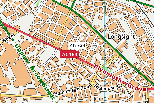 M13 9GN map - OS VectorMap District (Ordnance Survey)