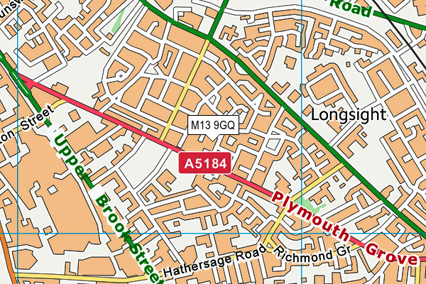 M13 9GQ map - OS VectorMap District (Ordnance Survey)