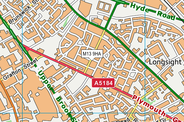 M13 9HA map - OS VectorMap District (Ordnance Survey)