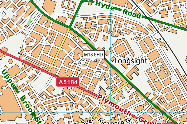 M13 9HD map - OS VectorMap District (Ordnance Survey)