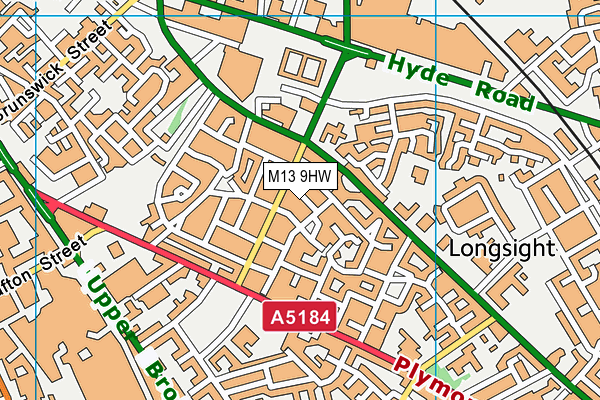 M13 9HW map - OS VectorMap District (Ordnance Survey)