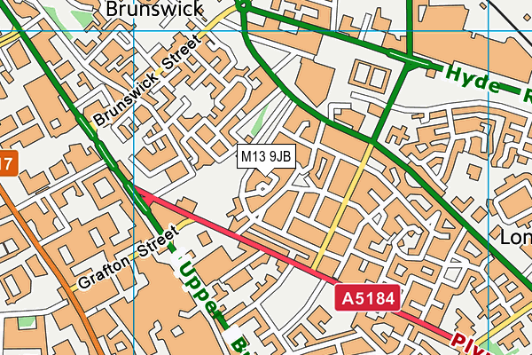 M13 9JB map - OS VectorMap District (Ordnance Survey)