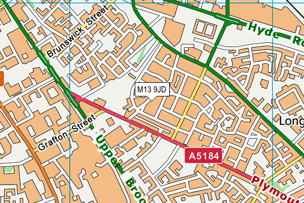 M13 9JD map - OS VectorMap District (Ordnance Survey)