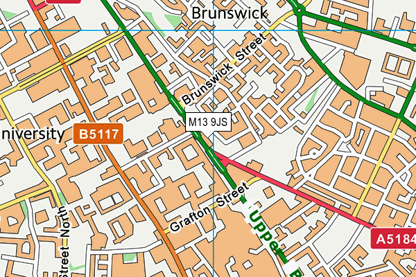 M13 9JS map - OS VectorMap District (Ordnance Survey)