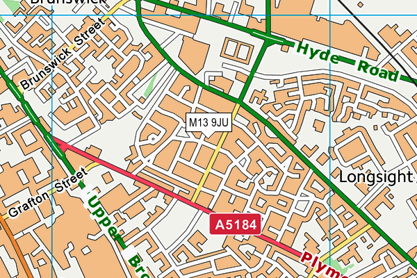 M13 9JU map - OS VectorMap District (Ordnance Survey)