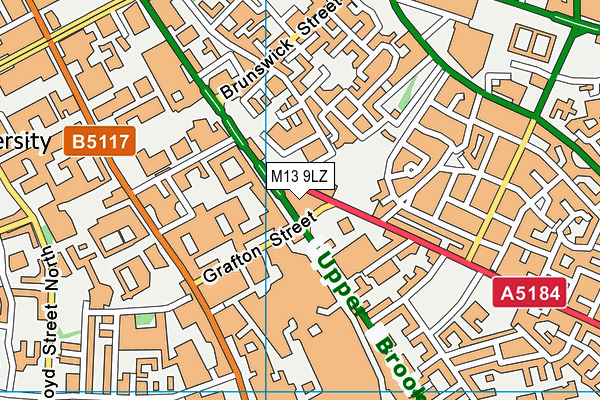 M13 9LZ map - OS VectorMap District (Ordnance Survey)