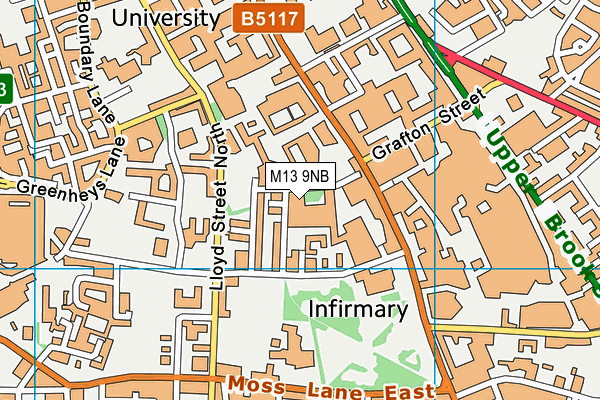 M13 9NB map - OS VectorMap District (Ordnance Survey)