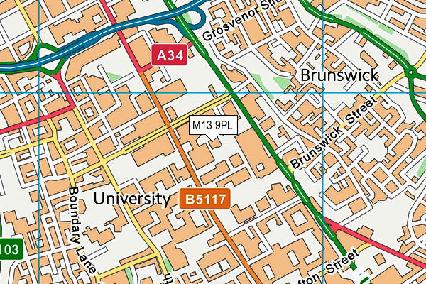 University of Manchester map (M13 9PL) - OS VectorMap District (Ordnance Survey)