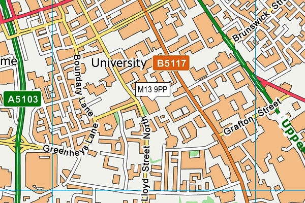 M13 9PP map - OS VectorMap District (Ordnance Survey)