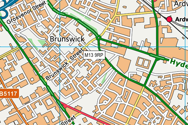 M13 9RP map - OS VectorMap District (Ordnance Survey)