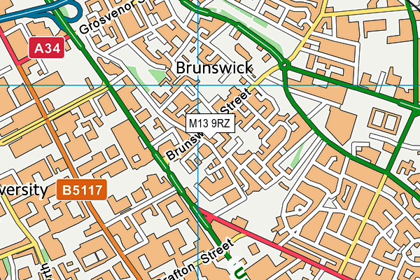 M13 9RZ map - OS VectorMap District (Ordnance Survey)