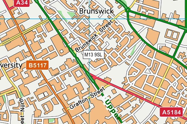 M13 9SL map - OS VectorMap District (Ordnance Survey)