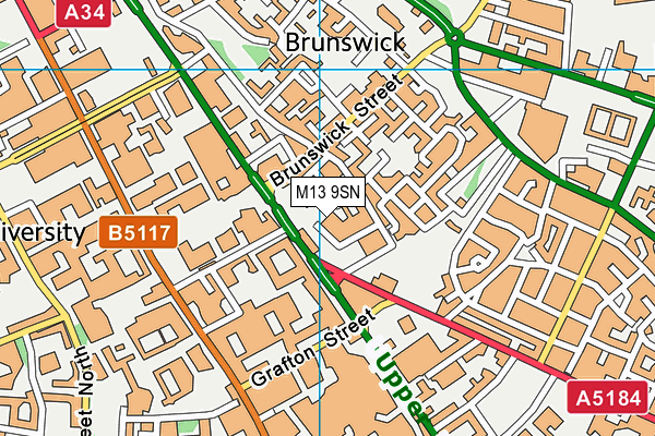 M13 9SN map - OS VectorMap District (Ordnance Survey)