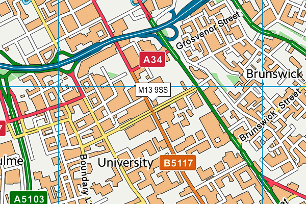 Manchester Aquatics Centre map (M13 9SS) - OS VectorMap District (Ordnance Survey)