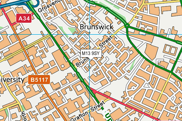 M13 9SY map - OS VectorMap District (Ordnance Survey)