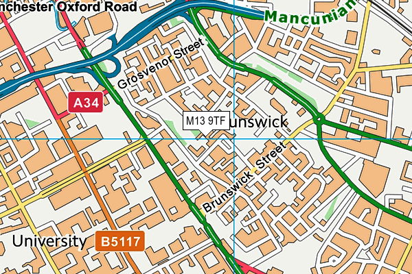 M13 9TF map - OS VectorMap District (Ordnance Survey)