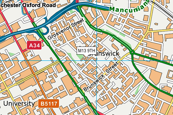 M13 9TH map - OS VectorMap District (Ordnance Survey)