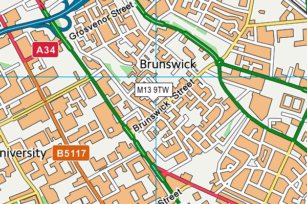 M13 9TW map - OS VectorMap District (Ordnance Survey)