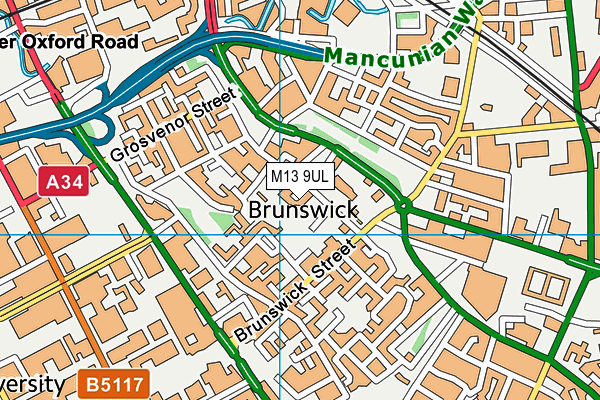 M13 9UL map - OS VectorMap District (Ordnance Survey)