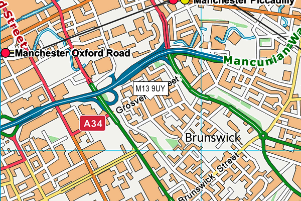 M13 9UY map - OS VectorMap District (Ordnance Survey)