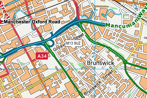 M13 9UZ map - OS VectorMap District (Ordnance Survey)