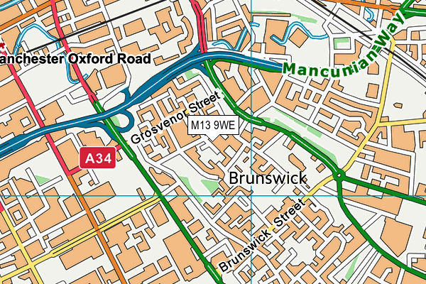 M13 9WE map - OS VectorMap District (Ordnance Survey)