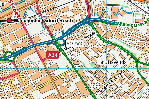 M13 9WX map - OS VectorMap District (Ordnance Survey)